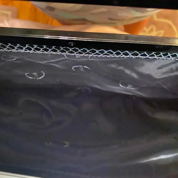 Just Cavalli folding bag in patent faux gray/brown leather with charcoal accents - Picture 9 of 12